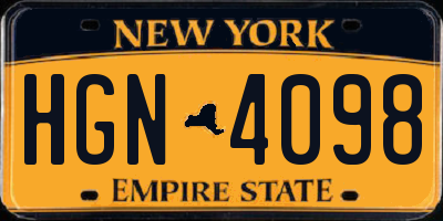 NY license plate HGN4098
