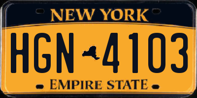 NY license plate HGN4103