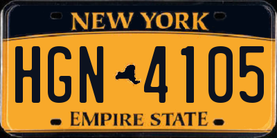 NY license plate HGN4105