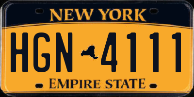 NY license plate HGN4111