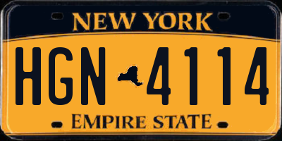 NY license plate HGN4114