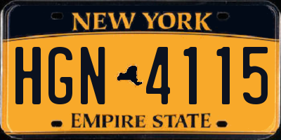 NY license plate HGN4115
