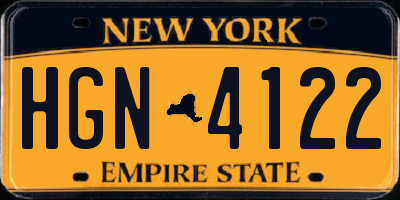 NY license plate HGN4122