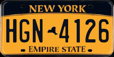 NY license plate HGN4126