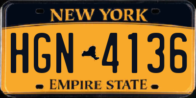 NY license plate HGN4136