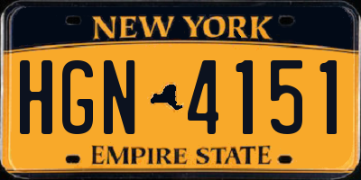 NY license plate HGN4151