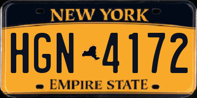 NY license plate HGN4172