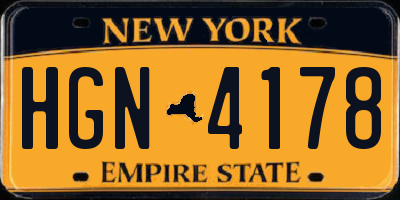 NY license plate HGN4178