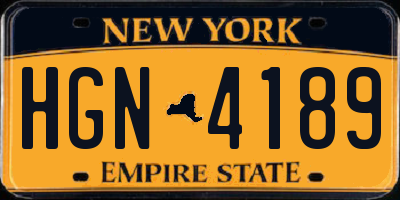 NY license plate HGN4189