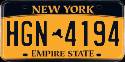NY license plate HGN4194
