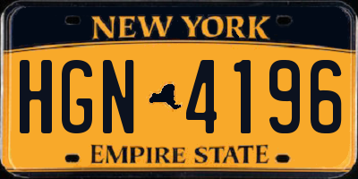 NY license plate HGN4196
