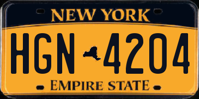 NY license plate HGN4204