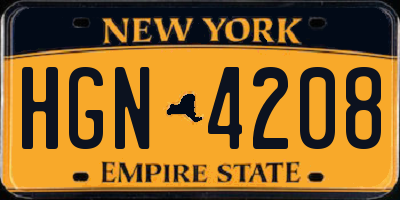 NY license plate HGN4208