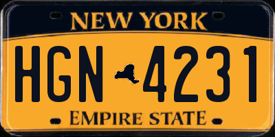 NY license plate HGN4231