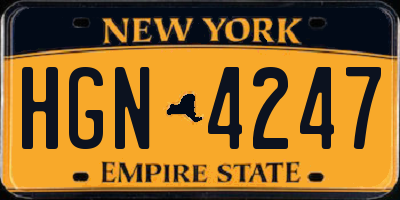 NY license plate HGN4247