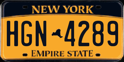 NY license plate HGN4289