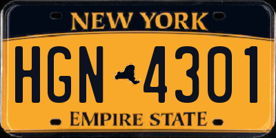 NY license plate HGN4301