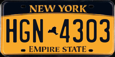 NY license plate HGN4303