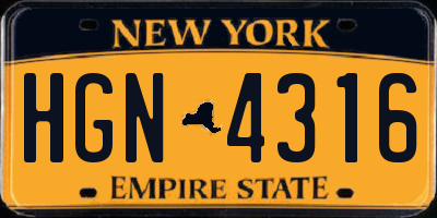 NY license plate HGN4316