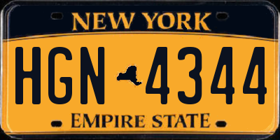 NY license plate HGN4344