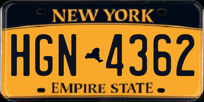 NY license plate HGN4362