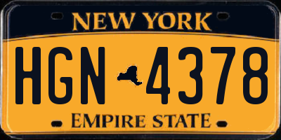 NY license plate HGN4378