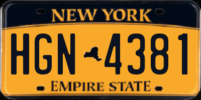 NY license plate HGN4381
