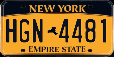 NY license plate HGN4481
