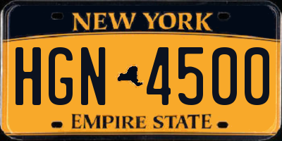 NY license plate HGN4500