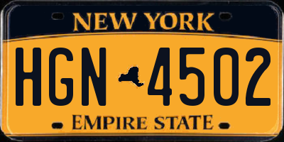 NY license plate HGN4502