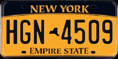 NY license plate HGN4509