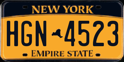 NY license plate HGN4523