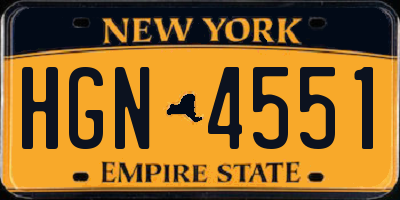 NY license plate HGN4551