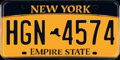 NY license plate HGN4574