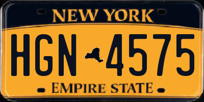 NY license plate HGN4575