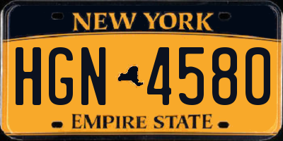 NY license plate HGN4580
