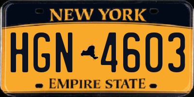 NY license plate HGN4603