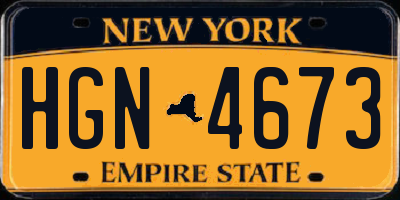 NY license plate HGN4673
