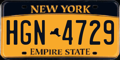 NY license plate HGN4729