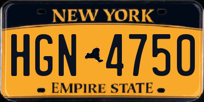 NY license plate HGN4750