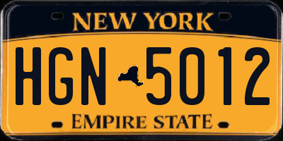 NY license plate HGN5012
