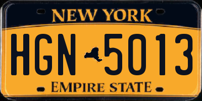 NY license plate HGN5013