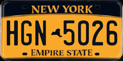 NY license plate HGN5026