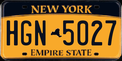 NY license plate HGN5027