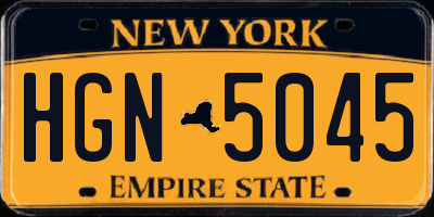 NY license plate HGN5045