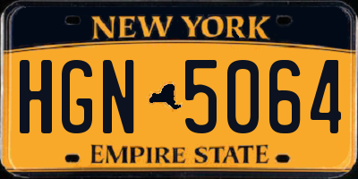 NY license plate HGN5064