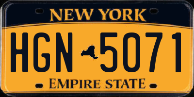 NY license plate HGN5071