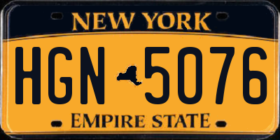 NY license plate HGN5076