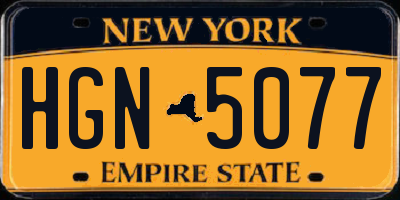 NY license plate HGN5077