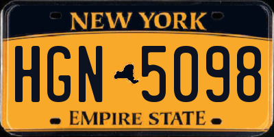 NY license plate HGN5098